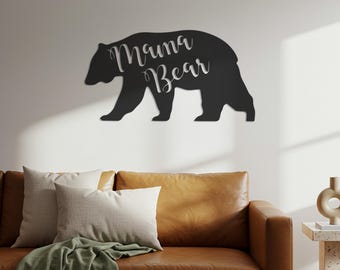 Cuadro de metal de mamá osa – Decoración rústica para cabaña, regalo para mamá