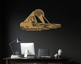Egyptian Pyramid Sphinx Metal Wall Art: Ancient Desert Decor