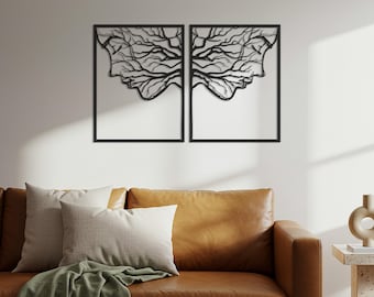 Tree of Life Metal Wall Art - Abstract Face Silhouette, Modern Home Decor