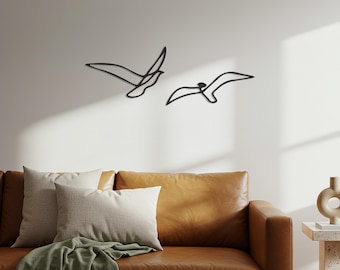 Minimalist Seagull Metal Wall Art - Coastal Home Decor