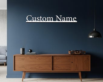 Custom Name Metal Wall Art, Personalized Name Sign for Home or Office, Modern Minimalist Metal Name Decor with Underline Accent