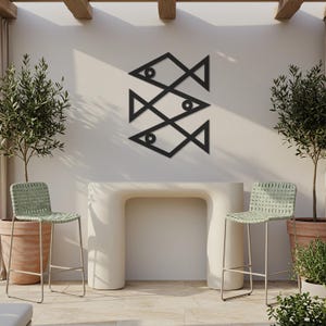 Geometric Fish Metal Wall Art, Abstract Marine Wall Decor, Nautical Fish Sculpture for Patio, Modern Coastal Wall Hanging