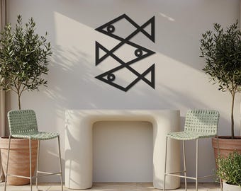 Geometric Metal Fish Wall Art: Modern Coastal Sculpture
