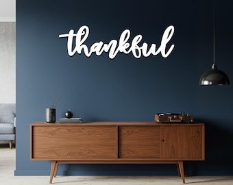 Thankful Metal Wall Art, Script Iron Sign, Minimalist Home Decor