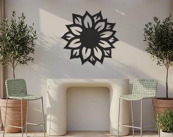 Sunflower Metal Wall Art, Modern Floral Decor, Nature Inspired Wall Sculpture, Minimalist Metal Flower Design, Boho Home Accent