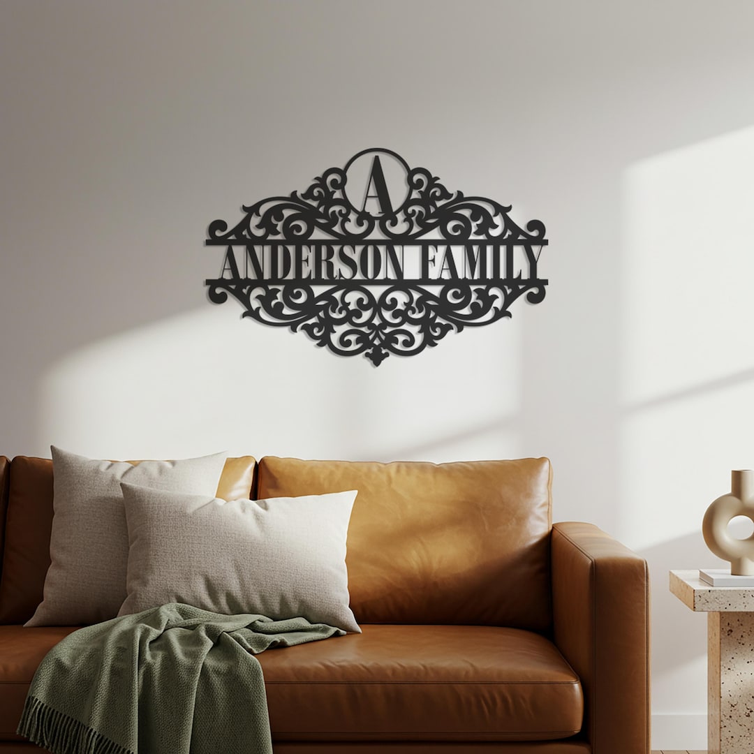 Custom Metal Family Name Sign, Monogram Wall Decor - Etsy