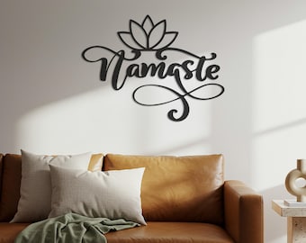 Namaste Lotus Metal Wall Art – Yoga Studio Decor