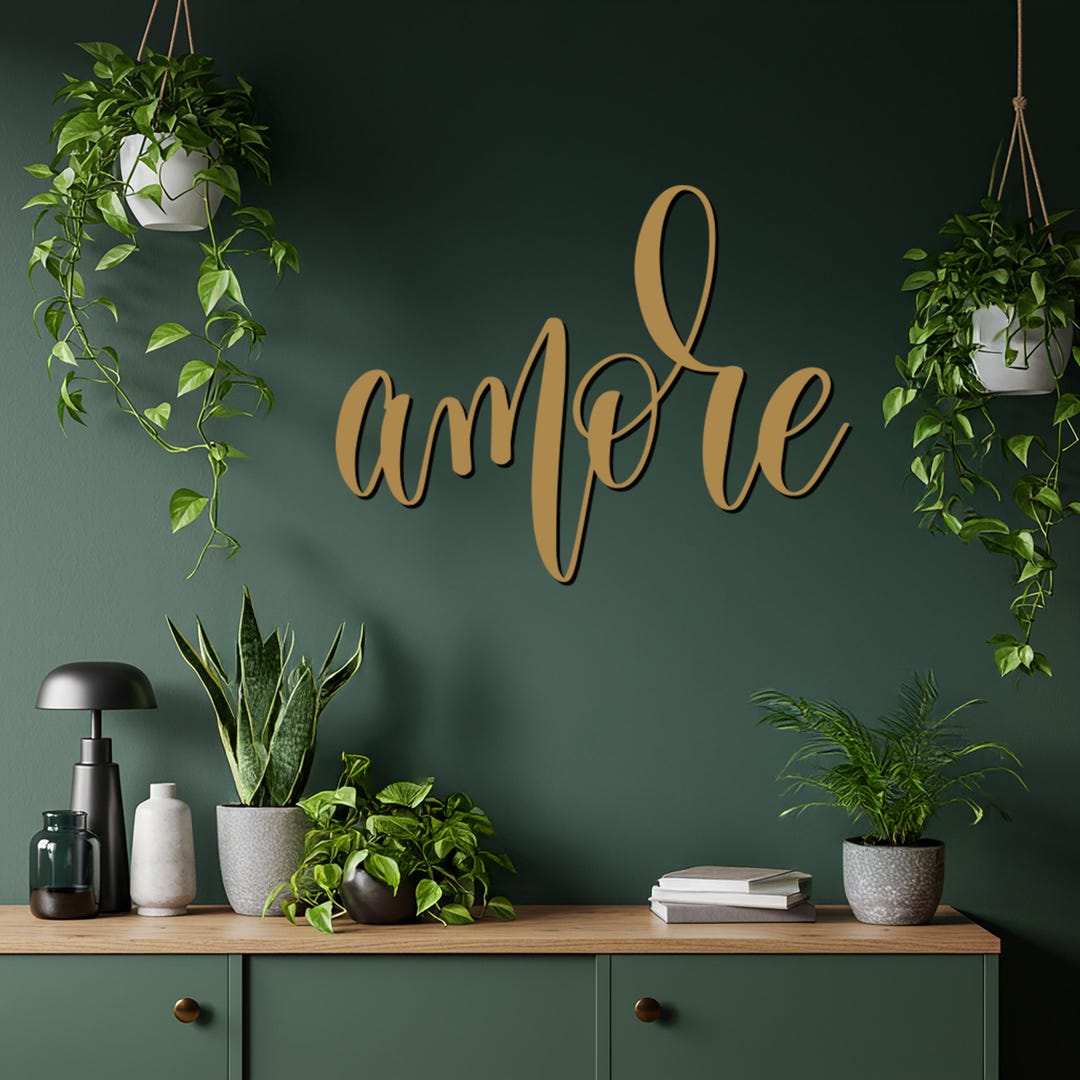 Amore Metal Wall Art – Script Word Sign, Customizable Gift - Etsy