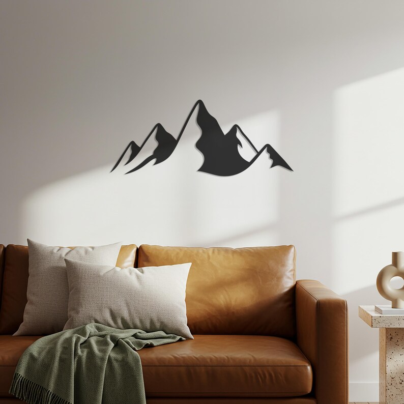 Minimalist Mountain Metal Wall Art, Cabin Decor, Rustic Hiking Gift - Etsy