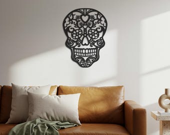 Sugar Skull Metal Wall Art – Gothic Halloween Decor