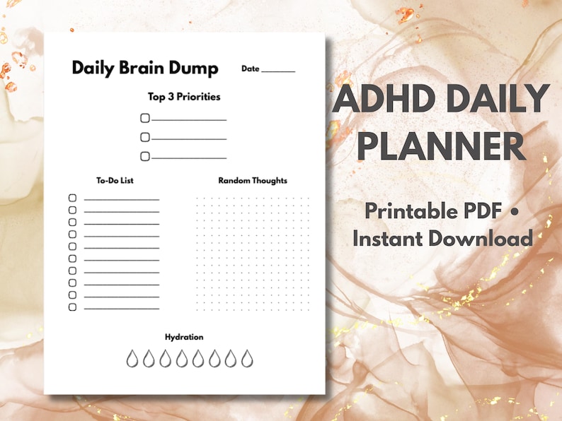 ADHD Daily Planner Printable | Brain Dump Template | Minimalist to Do ...
