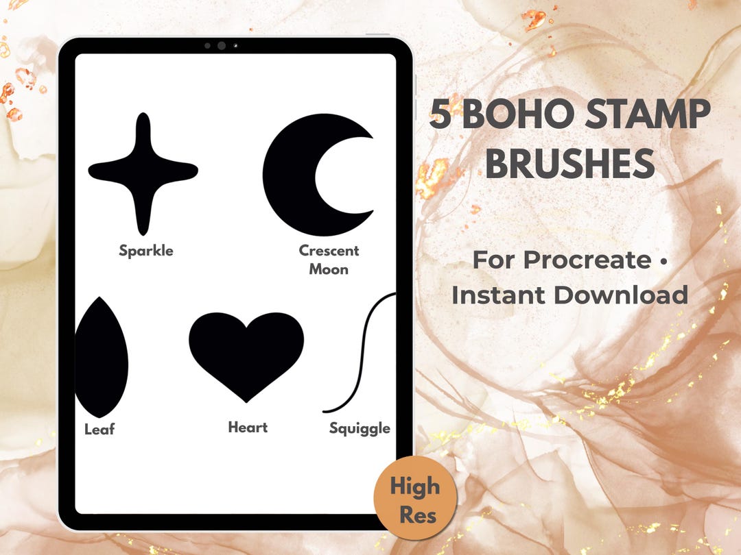 5 Boho Procreate Stamp Brushes | Doodle Stamps | Procreate Assets ...