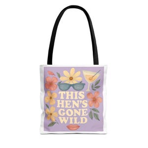 Hen Party Tote Bag, Brautparty, Blumenmuster, Summer Vibes, Geschenke für Brautjungfern, lustige Bachelorette Tasche
