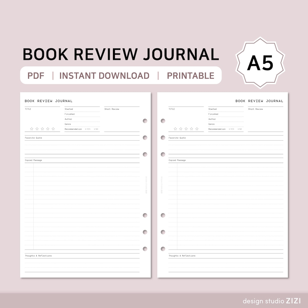 A5 Printable Book Review Journal | Minimalist Reading Log (PDF) - Etsy ...
