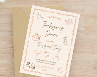 Thanksgiving Dinner Invitation Template | Editable Fall Party Invite (Canva)