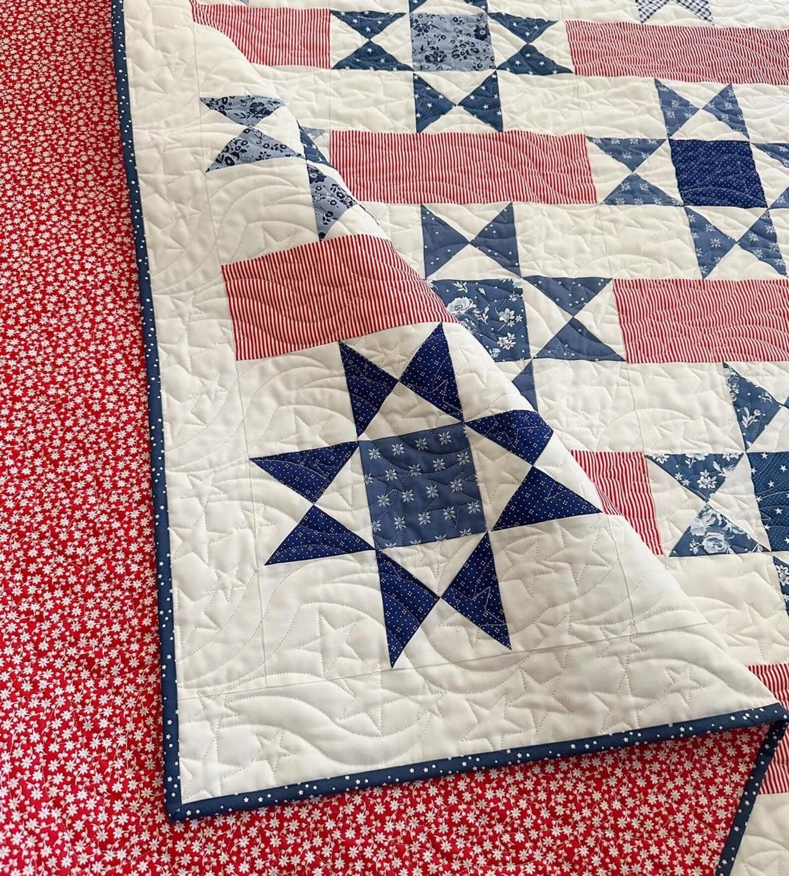 Americana Red White and Blue Patriotic USA Under the Stars Quilt Kit - Etsy