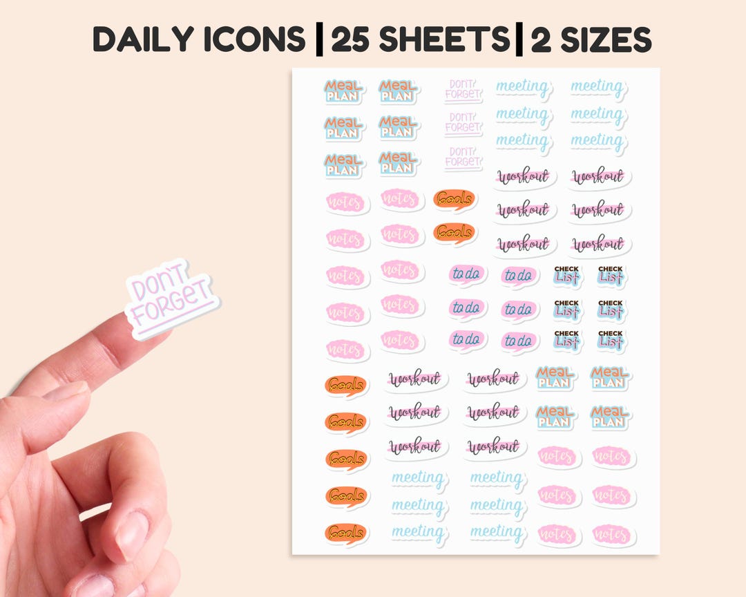 Calander Decoration Decal Daily Icons Sticker Sheet Journal ...