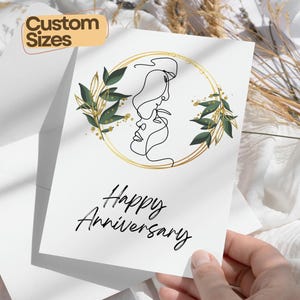 Buon anniversario, regalo floreale, ricordo, regalo di coppia, regalo botanico per anniversario, regalo per amico, regalo per festa di matrimonio, biglietto d'auguri minimalista