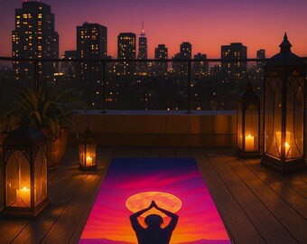 Full Moon Meditation Yoga Mat Sacred Feminine Silhouette | Celestial Yoga Mat Spiritual Lunar Mat