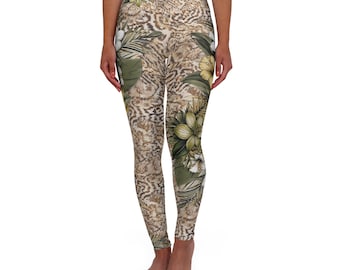Leggings de yoga de cintura alta con estampado floral, ropa deportiva, leggings de fitness, leggings para mujer, pantalones de entrenamiento, regalo para ella, ropa deportiva