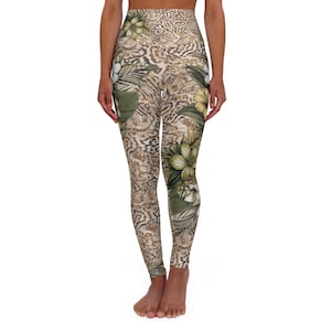 Floral High Waisted Yoga Leggings, Activewear, Fitness Leggings, Women&#39;s Leggings, Workout Pants, Gift for Her, Sportswear