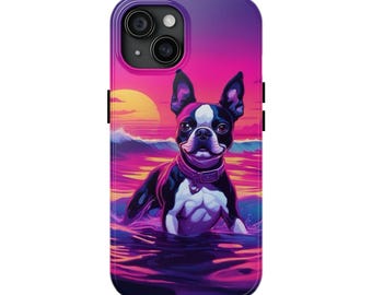 Funda colorida para teléfono con diseño de Boston Terrier: un regalo resistente a los impactos para los amantes de los perros.