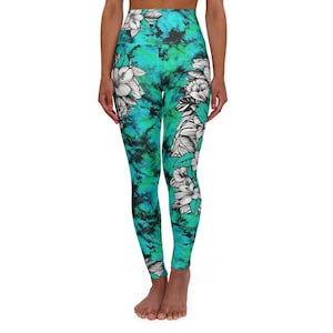 Tie Dye Yoga Leggings, Floral Print High Waisted Workout Pants, Trendy Statement Leggings, Comfortable Athletic Leggings, Unique Fitness