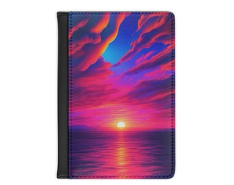 Funda para pasaporte Sunset Ocean: accesorio de viaje de piel sintética