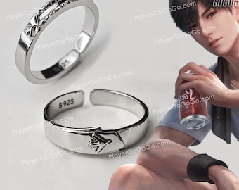 Anillos de pareja de plata con diseño de avión de Caleb Love and Deepspace para cosplay y uso diario, joyería S925 Caleb LAD, regalo, accesorios de cosplay
