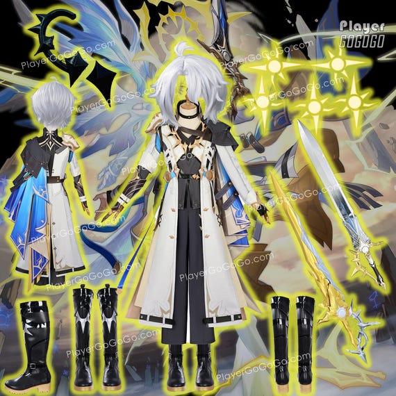 Honkai: Star Rail Phainon Cosplay Set - Tattoo Sticker, Wig