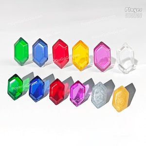 Rupie Stücke Golden Rot Grün Blau Lila Klar * 6er-Set, transparente Miniatur Zubehör