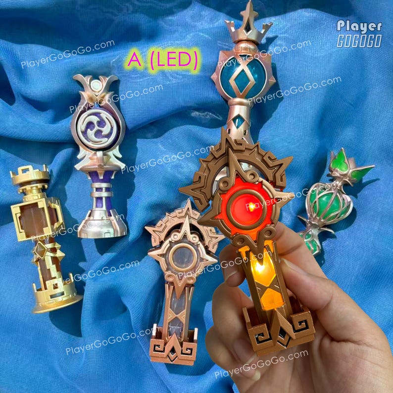 Luminous / LED Genshin Impact Gnosis Standee Anemo, Dendro, Electro, Geo, Pyro, Genshin Gnosis Figurine