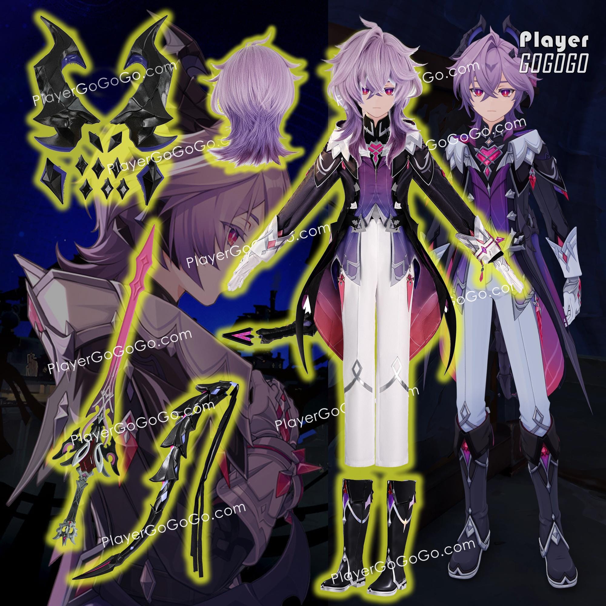 原神 ドゥリン コスプレセット - ウィッグ、コスチューム、武器、尻尾