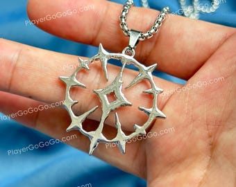 Honkai: Star Rail Phainon’s Dawnfire Circlet Inspired Long Pendant Necklace, HSR Khaslana The Blazing Sun Replica Miniature Figurine Gift