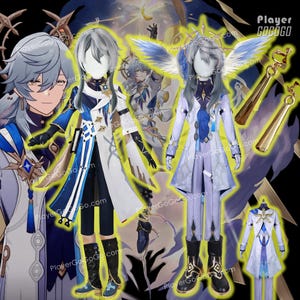 Honkai: Star Rail Sunday Cosplay Set - Wig, Costume, Earrings, Boots, Sunday HSR Cosplay Accessories