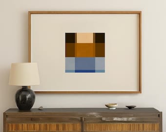 Lámina de arte abstracto geométrico: decoración de pared de estilo moderno de mediados de siglo.