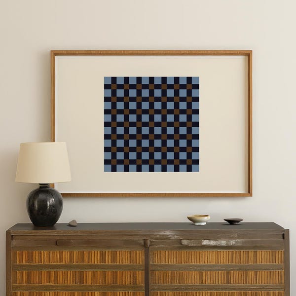 Geometric Woven Abstract Art Print: Mid-Century Modern Wall Decor