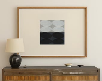Lámina artística geométrica minimalista: Óvalos orgánicos en blanco y negro