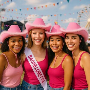 Cappello da cowboy rosa, addio al nubilato, festa nuziale, cappello da festa, festival