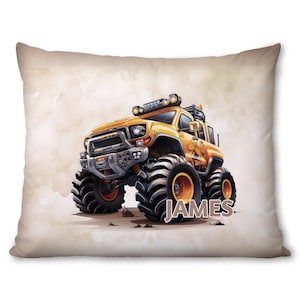 Personalized Pillowcase, Custom Pillowcase, Gift For Boys, Bed Pillowcase, Pillowcase With Name, Monster Truck Pillowcase