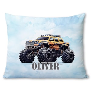 Personalized Pillowcase, Custom Pillowcase, Gift For Boys, Bed Pillowcase, Pillowcase With Name, Monster Truck Pillowcase