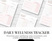 Daily Wellness Tracker Printable | Self-Care Habit Checklist (Instant Download A4/US Letter)
