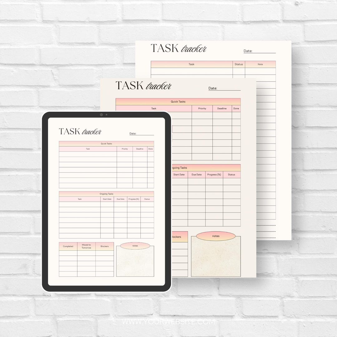 Pdf Planner Tasktracker Minimalist Task Tracker Printable | Productivity Organizer (A4/US ...