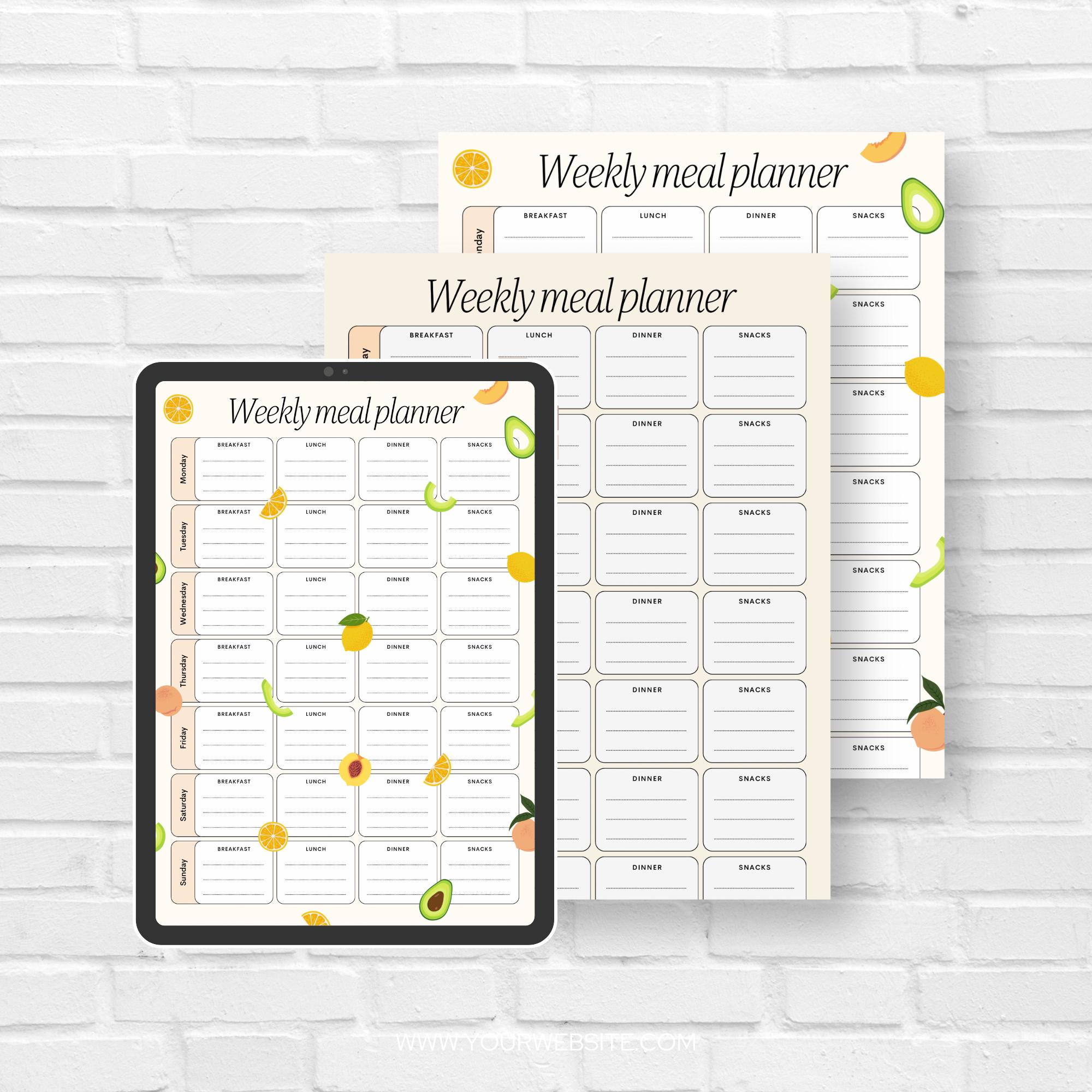 Weekly Meal Planner Printable | Minimalist Grocery List (digital ...