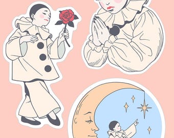 Pierrot Stickers (Set of 3)