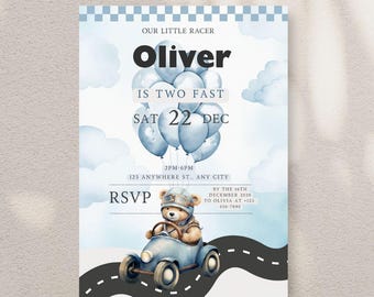 Our little racer birthday party invites