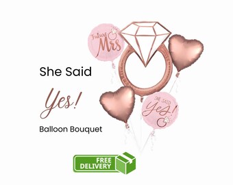 5 Pieces Bridal Shower Balloon Bouquet / She Said Yes / Engagement Party