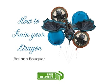 5 Pieces Licensed How to Train Your Dragon Balloon Bouquet / Night Fury / Kids Birthday Decorations