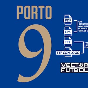 Font typeface Vector Porto Oporto Portugal season 2025-2026 4 files .eps .pdf .ttf with logo and .ttf without logo soccer