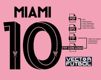 Font typography Vector Inter Miami CF Messi season 2025-2026 4 files .eps .pdf .ttf with logo and .ttf without logo soccer